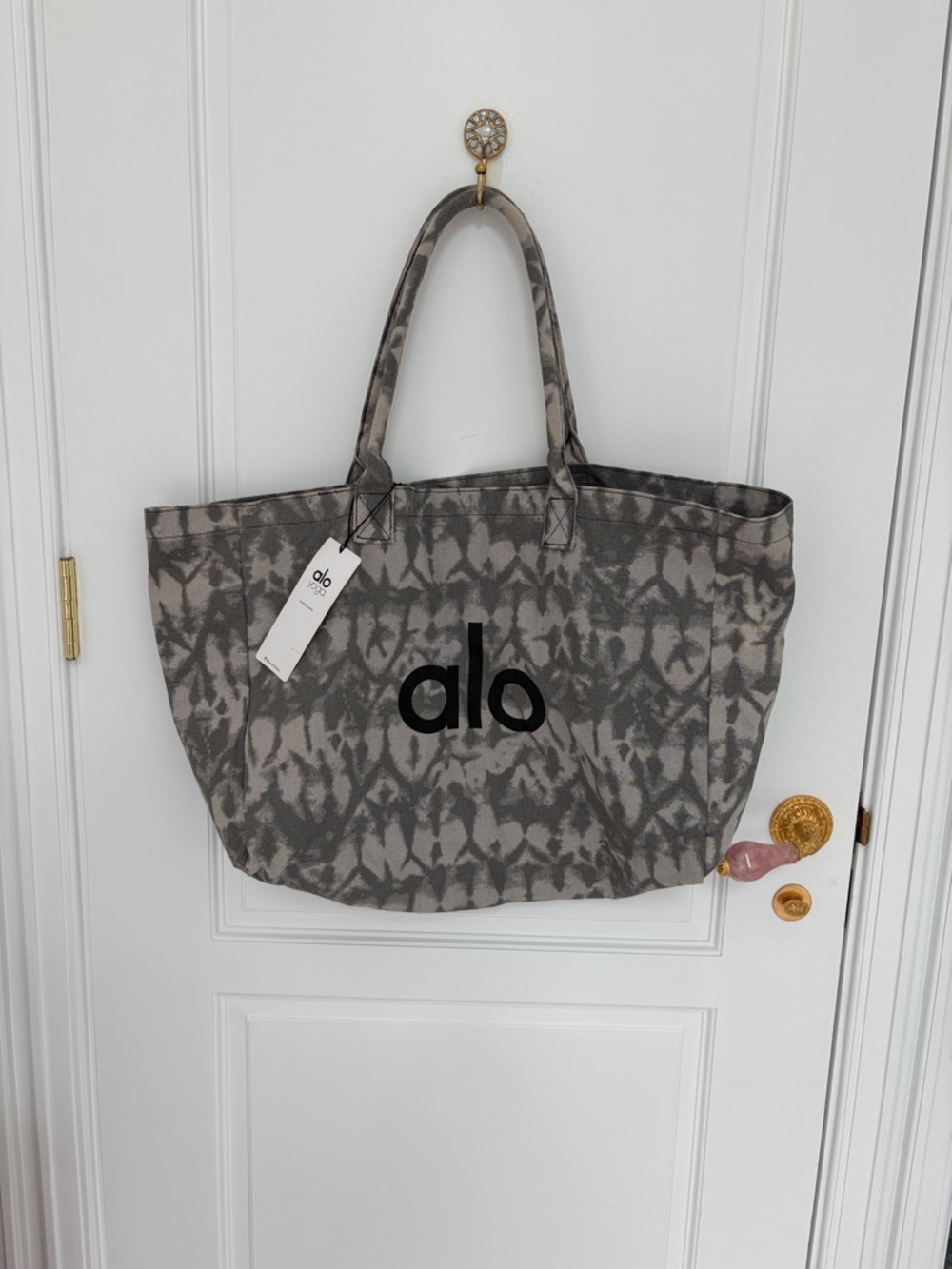 ALO Yoga Gray Tie-Dye Canvas Tote